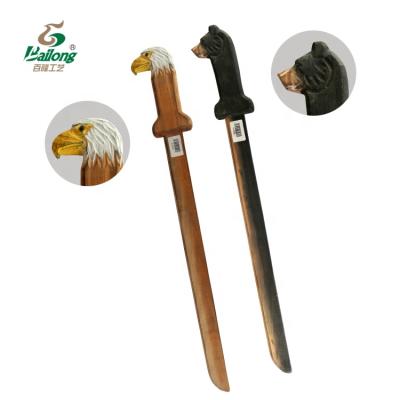 China Eco - Friendly Material Creative Gift Sets Hand Carved Handle Animal Kids Toy Wooden Sword for sale