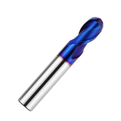 China CNC Process High Hardness Steel Tungsten Carbide 2/ 4 Flute Nano coating Ball Nose End Mill for sale