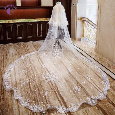 China GENYA soft touch style lace wedding along hot fashion bridal veils veil bridal hair accessories wholesale for sale