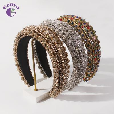 China Women Girl Headband Genya Headbands Rainbow Crystal Embellished Diamond Rhinestone Sparkle Bling Headbands for sale