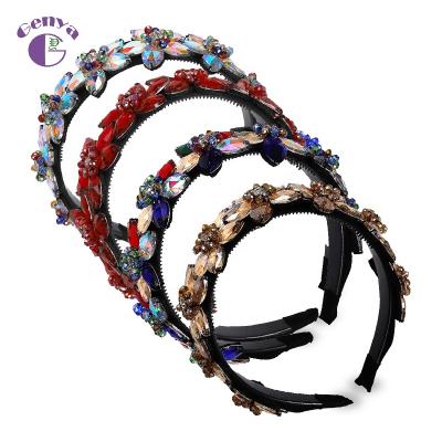 China GENYA Fashion Luxury Headband Party Show Fashion Baroque Diamond Rhinestone Bling Headbands for sale