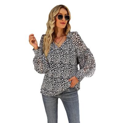 China Amazon Women Anti-Shrink Hot Customer Tops Blouse 2022 Long Sleeve Ladies Shirts Spring And Autumn Printing for sale