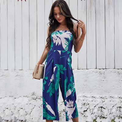 China Summer Sale Digital Print Chest Wrap QUICK DRY Sexy Strapless Overalls Wide Leg Pants Women Clothing Outwear for sale