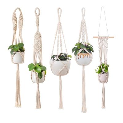 China India Macrame Plant Hanger Planter Basket Cotton Rope Indoor Outdoor Hanging Macrame EN121 for sale