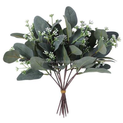 China decorative flowers & Garlands EN 033 Artificial Eucalyptus With Silk Fruit Leaves for sale