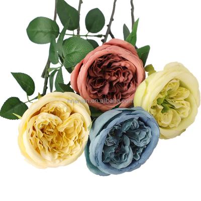 China decorative flowers & Braid EN043 Austin Silk Rose Flower Stem artificial single wholesale for retro home decoration wedding party festival old color for sale