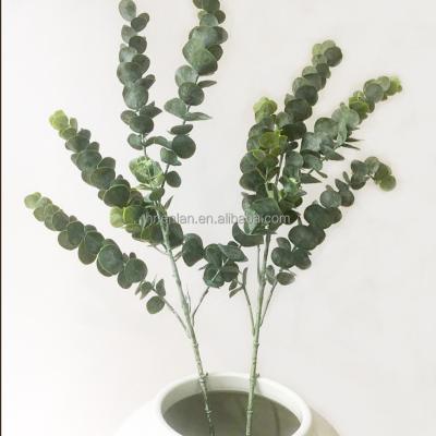 China decorative flowers & Wholesale Artificial Plastic Eucalyptus Leaf EN104 Real Touch 5 Branches Braid Eucalyptus Leaves Stem For Decor for sale