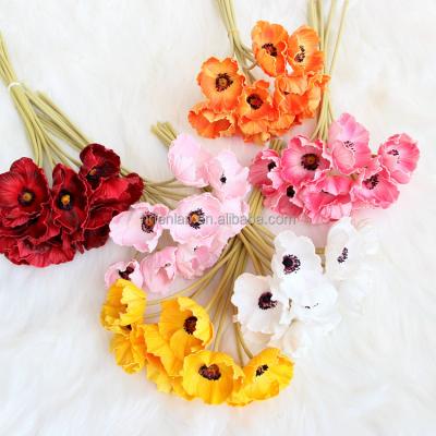 China decorative flowers & Braided Real Artificial Poppies EN119 Touch PU Latex Flowers For Wedding Holiday Bridal Bouquet Party Home Decor for sale