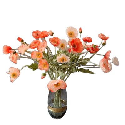 China decorative flowers & Braid EN049 the cream orange red-pink wedding centerpiece of the artificial silk Poppy Flower Home Decoration Table for sale