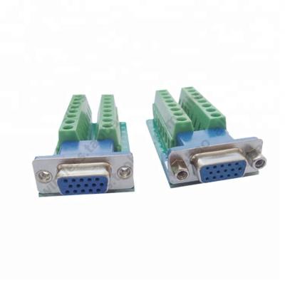 China Adaptation 3+6 3+9 DB15-M2 VGA Terminal Connector Parallel Left PCB 3 Female Terminal 3+4 Line for sale