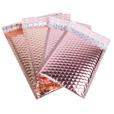 China Underware Rose Gold Aluminized Film Bubble Bag Apparel Express Packaging Shockproof Bubble Wrap Bags for sale