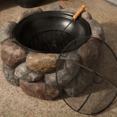 China For Outdoor Fire Rock Outdoor Popular Look Guard & Ring w/Free Spark Poker Only Round 26inch Pit/Fire Use for sale