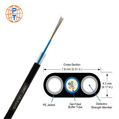 China G652D Aerial FTTH FTTB FTTX Network Factory Supply Fiber Optic Cable 2 Core 4 Core 12 Core HDPE Flat Fiber Optic Cable GYFXTBY for sale