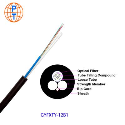 China Outdoor Strength G657 G652 Two Core FRP Fiber Optic Cable GYFXTY 1 Core Loose Tube Fiber Optic Cable for sale