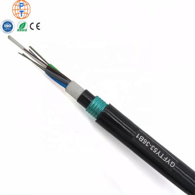 China Burial/overhead/duct direct armored fiber optic cable g.652d loose tube supply 12/24/48/96/288 cores single mode gyfty53 for sale