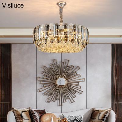 China Home Decor Light Fixtures Gold Chandelier Modern Contemporary Round Indoor Pendant Light Crystal Chandelier Luxury for sale