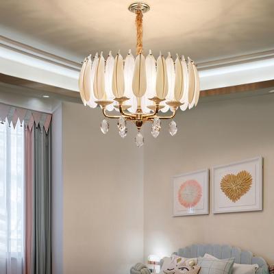 China Modern Customize High Ceiling Hotel Large Living Room Modern Home Pendant Light Light Fixtures Gold Round Luxury Glass Chandelier for sale