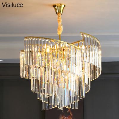 China Wholesale Modern Customize Modern Decor Home Living Room Lighting Fancy Light Gold Round Luxury Crystal Chandelier for sale