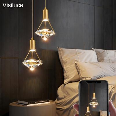 China New Design Style Gold Chandelier Light Dining Room Contemporary Modern Nordic Crystal Bedside Bar Pendant Lamp for sale