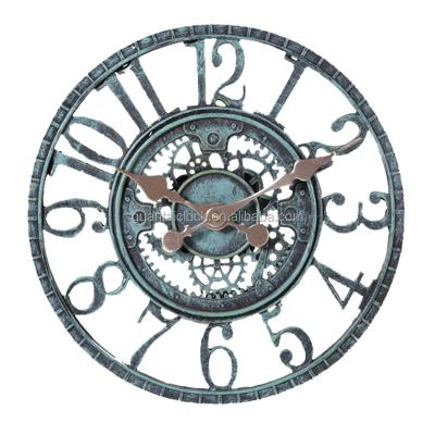 China 3D Models Antique Different Retro Fancy Style Garden Decoration Polyresin Outdoor Wall Clock for sale