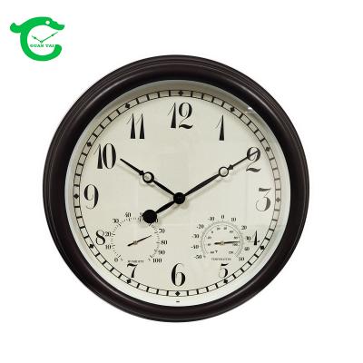 China Hot Selling Antique Style Amazon Garden Waterproof Outdoor Clock With Temperature Humidity Arabic Numeral for sale