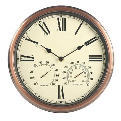 China Antique Style Antique Metal Outdoor Luminous Decorative Wall Clock for sale