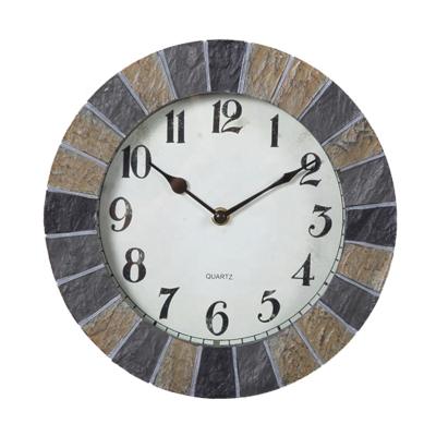 China Antique Style 10 Inch Slate Water Resistant Outdoor Wall Clock For Indoor Garden Outdoor Home Decoration for sale