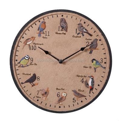 China 12 CREATIVE Birds 3D Design Art Resin Wall Clock for Outdoor Garden Wall Decor for sale