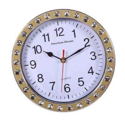 China New 9 inch classic/postmodern modern unique design plastic wall clock with the crystal diamonds for sale