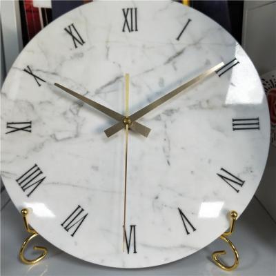 China Wholesale Traditional Chinese White Marble Stone Wall Clock Around The Clock Custom Made For Home Decoration for sale