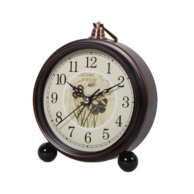 China Mini Size Durable Vintage Retro Old Style City Alarm Table Desk Clock for sale