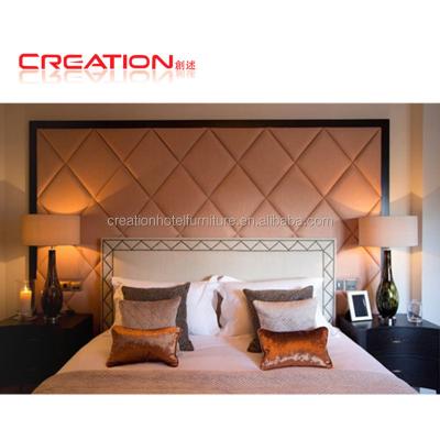 China Luxury Contemporary Star Hotel Furniture Bedroom Furniture Hotel Design Style Upholstery Button Panel Bed Headboard For Hotel for sale