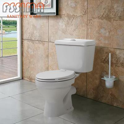 China Double-Flow Factory Price Ceramic Toilet P-trap Sanitary Washdown Two Pieces WC Toilet for sale