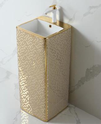 China Factory Price Modern One Piece Gold Color Square Hand Wash Basins for sale