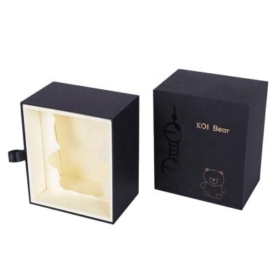 China Handmade New Design Custom Luxury Black Drawer Sliding Packaging Light Cup Set Gift Box Coffee Mugs Ceramic Box for sale