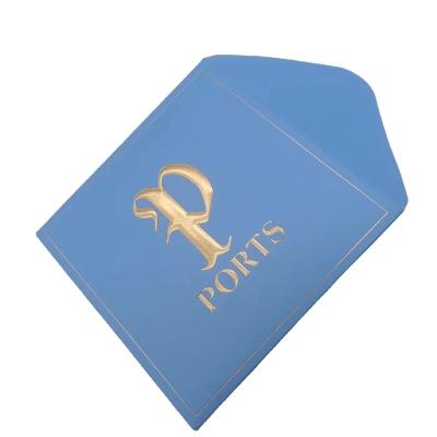 China Handmade Custom Size Cardboard Luxury Blue Foil Embossed Logo Print Business Invitation Greeting Card Gift Envelope Wallet Paper Envelope for sale