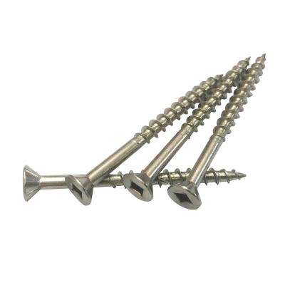 China SS304 Flat Deck Screws Square Drive 4Nibs Flat Head Mirror Polished for sale