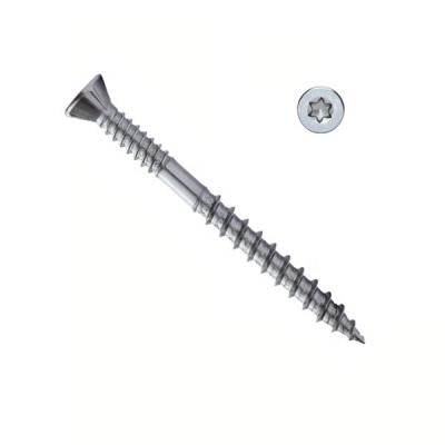 China SS304 Flat Deck Screws Flat Head Trox Drive 4Nibs Double Thread Mirror Polished Fix Assemble Screws for sale