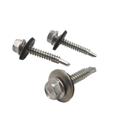 China Hex Flange SS410 Self-Drilling Screws Hex Flange Head With SS304 Bonded Gasket EPDM Hardness Mirror Polished for sale