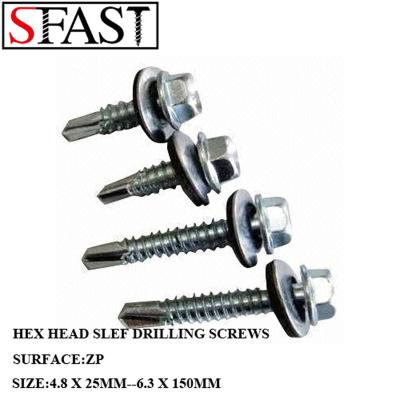 China HEAD HEX SEAL SELF DRILLING SCREWS WITH EPDM GASKET GALVANIZED for sale