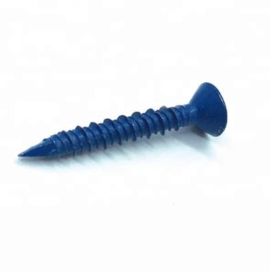 China Flat Concrete Screw Phillips Flat Head Hi-Low Notched Diamond Point Blue Ceramic Coating Thread for sale