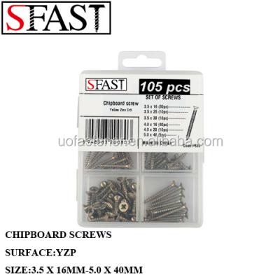 China C-1022 105PCS/PVC BOX MIX SIZE CHIPBOARD SCREWS for sale