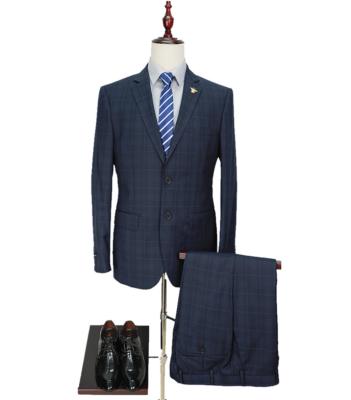 China Windproof Mens Wool Check Slim Fit Ready Suits Male Business Clothing Made In China OEM for sale