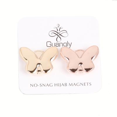 China Hijab Decoration No Pins Magnetic Butterfly Snag Hijab Brooch Strong Magnetic Pin for sale