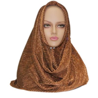 China Polyester Gold Wholesale Glitter Hijab Fashionable Scarf for sale