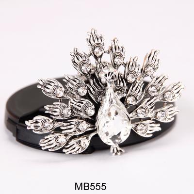 China Fabric Decoration Clear Crystal Peacock Magnetic Brooch for sale