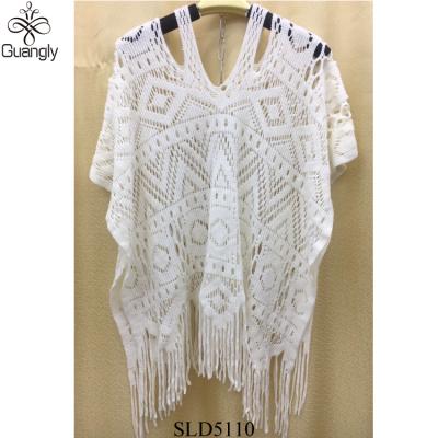 China 2018Popular Fashionable Crochet Summer White Poncho for sale