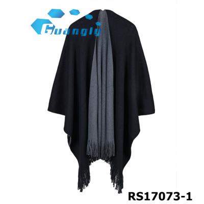 China Acrylic Women Cover Up Shawl Wrap Poncho Cape Plain Acrylic Tassel Poncho for sale