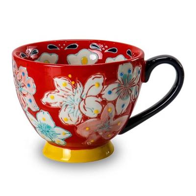 China Factory Direct Sale Viable Hand Painted Flower Water Coffee Tea Porcelain Ceramic Mug for sale