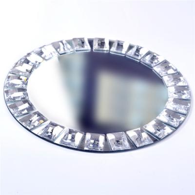 China Wholesale Diamond Wedding Glass Mirror Charger Viable Crystal Dishes for sale